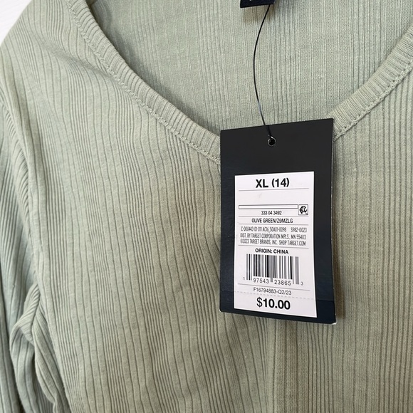New! Art Class Girls' Long Sleeve Cinched Shirt - Olive Green Size XL (14) - Picture 5 of 9
